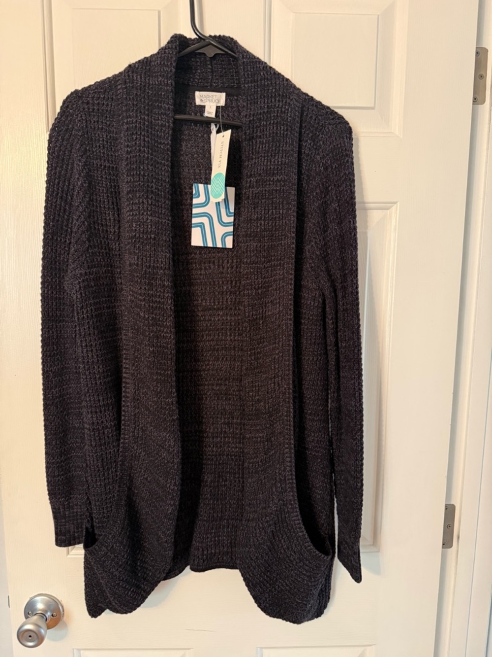 Market & Spruce Open-Front Knit Cardigan - Black